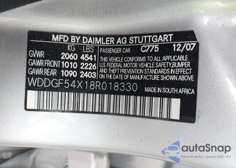 2008 Mercedes-Benz C 300 Luxury/Sport из США, поврежденный, VIN WDDGF54X18R018330